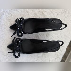 Burberry Black Slingback Heels with Bow
